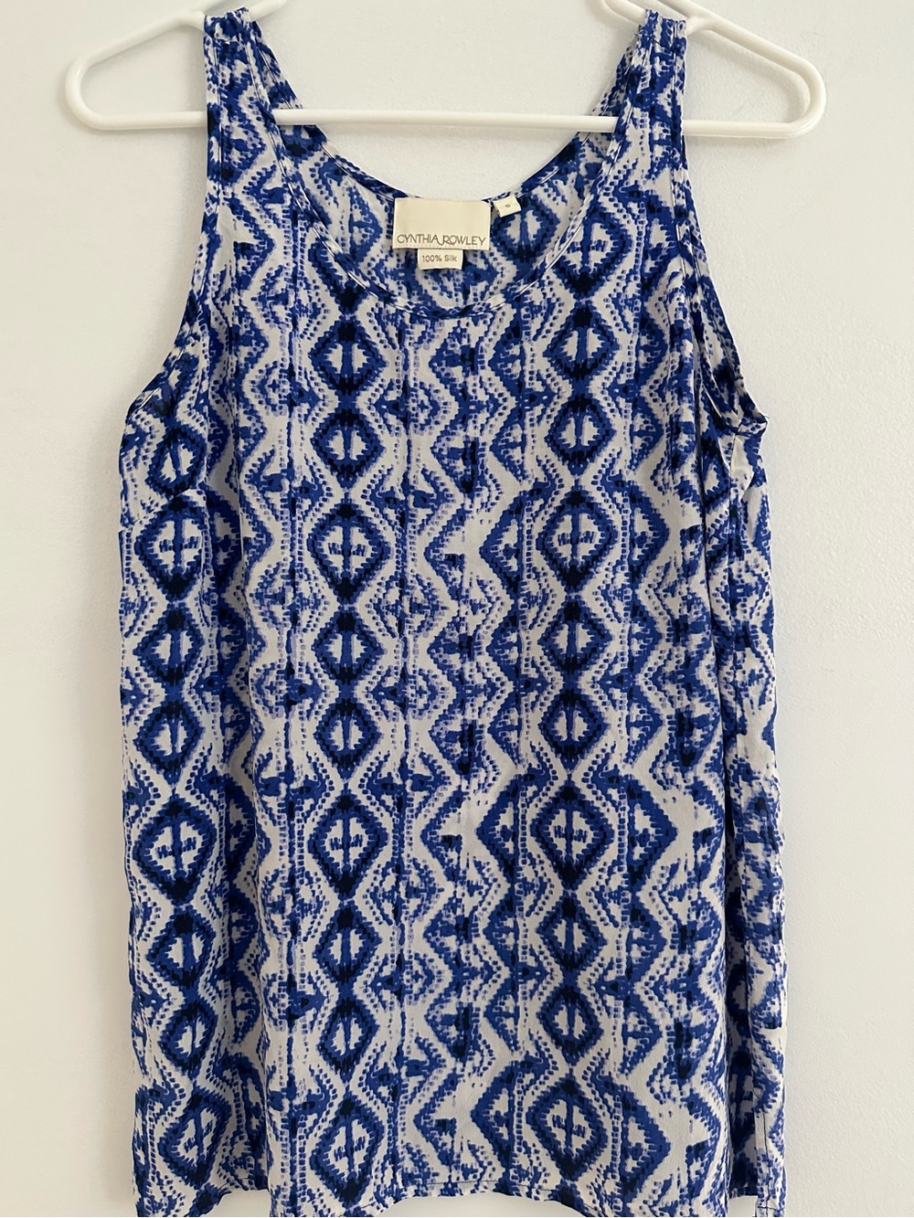 Cynthia Rowley Blue & White Silk Printed Camisole